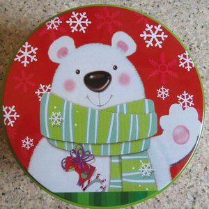 XMAS Bear Round Tin 7" Diameter (217V)